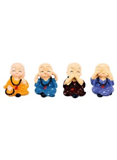 Decoration Homey Decoration Homey Earthenware Colorful 4 Musician Monks Buddha Figurines Showpiece Set Multicolour 277 x 244 Inches  - Image 2