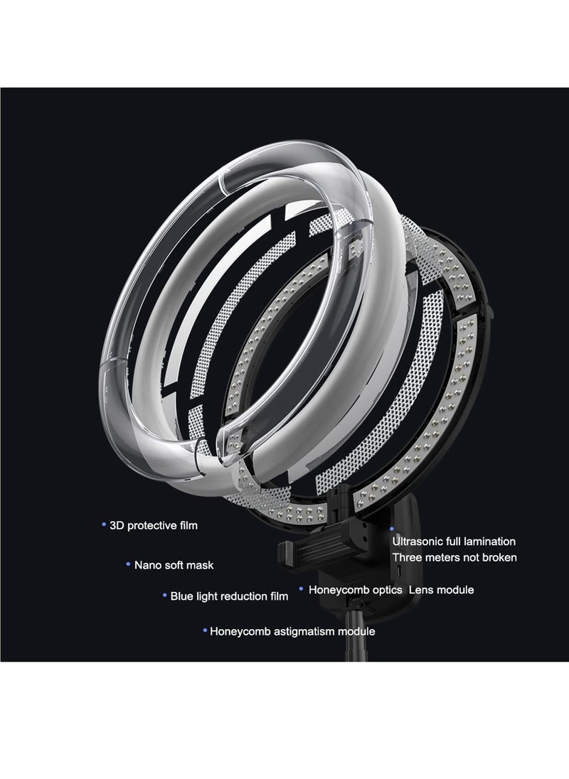 Ring Light with Tripod Stand and Phone Clip 10.2in/26cm, Selfie Light for Phone with Battery, LED Circle Light for Vlog, Social Media, Photos, Video Calls Recording (190cm Foldable)