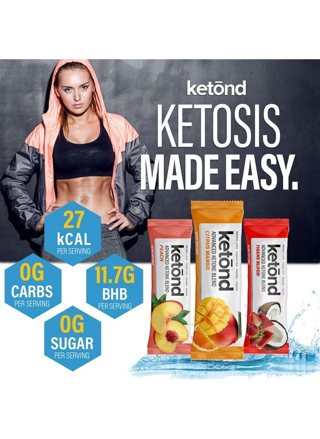 Ketond - Exogenous Ketones Advanced Blend By Ketond Drink Ketones For Rapid Weight Loss Best Fuel For Energy Mental Performance And Weight Loss Citrus Mango Tigers Blood Peach (15 Stick Packs) - Image 1