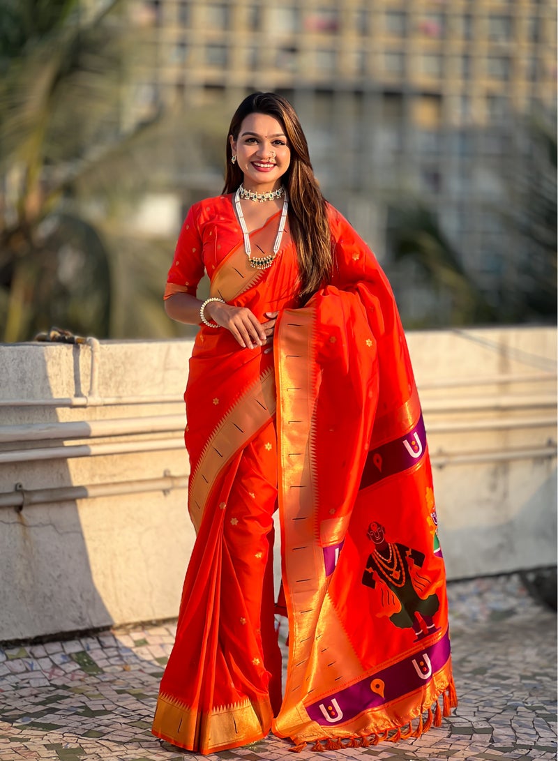 Super Asian Vintage-Inspired Saree with Rich Border & Royal Heritage Design  - Image 3