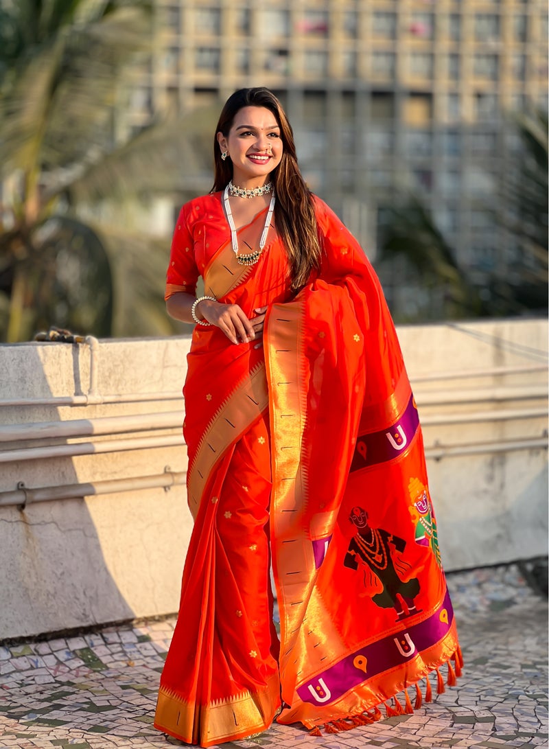Super Asian Vintage-Inspired Saree with Rich Border & Royal Heritage Design  - Image 4