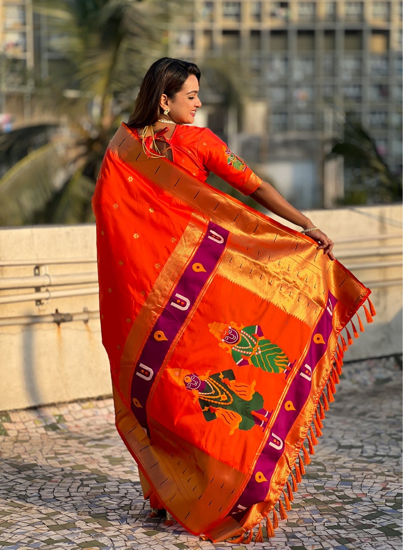 Super Asian Vintage-Inspired Saree with Rich Border & Royal Heritage Design  - Image 5