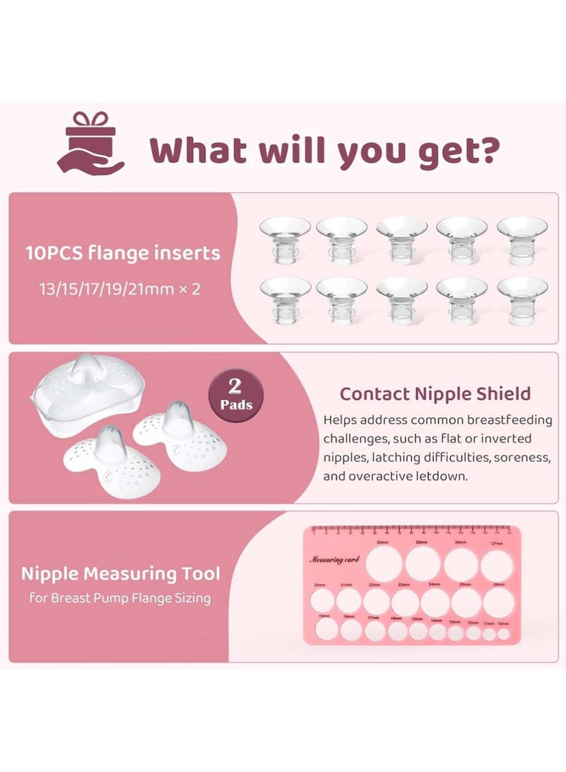 Baby Dream 14 Pack Breast Pump Inserts,Compatible with Momcozy Wearable Breast Pump S12 Pro/S9 Pro/S12/S9,Nipple Measurement Tool and Two 24mm Silicone Shields, Breast Pump Flange Insert for 24mm Most Pumps, Pumping Breastfeeding Essentials - Image 2