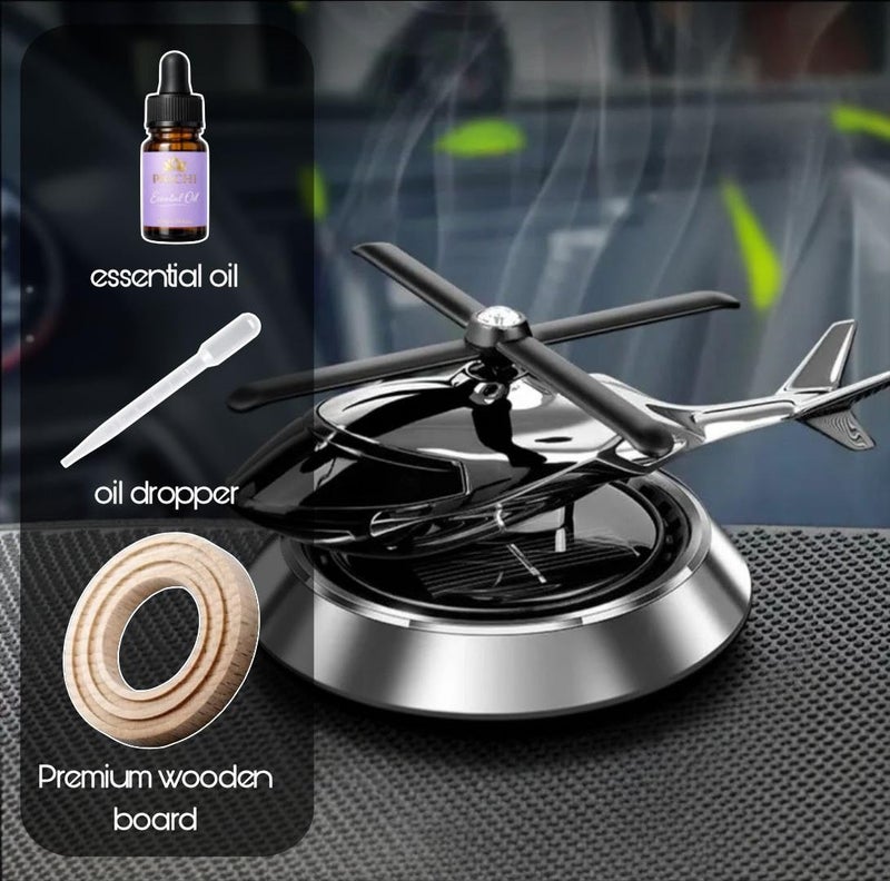 PRICHI Solar Powered Helicopter Car Dashboard Accessory with Aroma Diffuser | Auto Rotating Solar Helicopter Ornament for Car Interior | Air Freshener Decor for Car Dashboard - Image 3