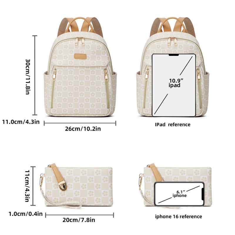 Makes Mini Backpack for Women, Stylish Daypack Purse Handbag Small Casual Daily Travel Bag, Lady Girls Gifts for Work School, 2pcs Sets - Image 5