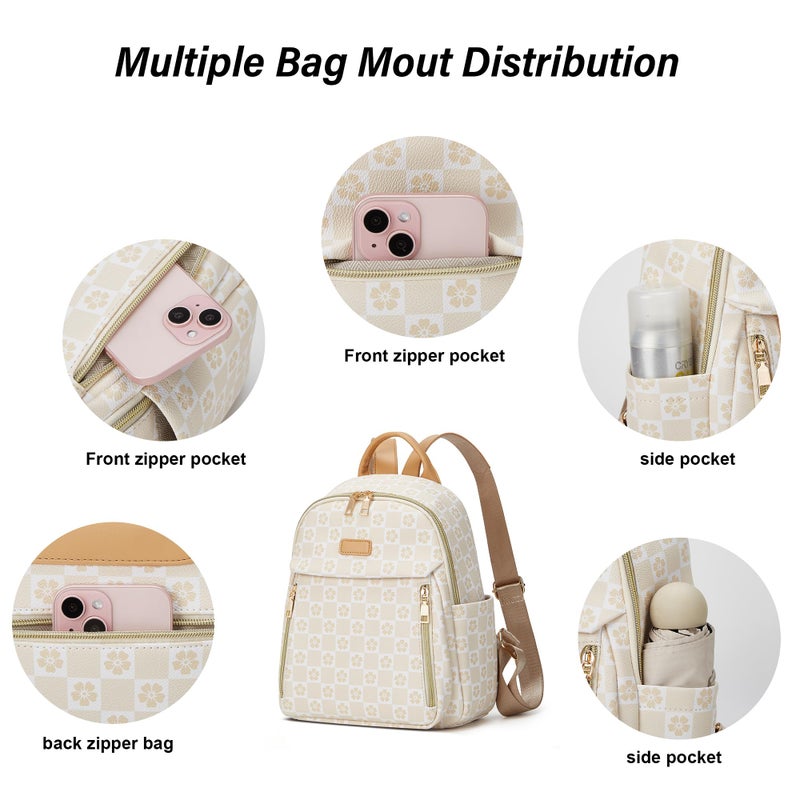 Makes Mini Backpack for Women, Stylish Daypack Purse Handbag Small Casual Daily Travel Bag, Lady Girls Gifts for Work School, 2pcs Sets - Image 2