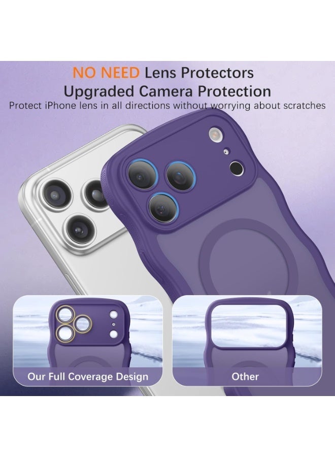V.nice Magnetic for iPhone 17Pro Max Case, Cute Wavy Full Camera Protection [Compatible with MagSafe] Translucent Matte Anti-Slip Bumper Women Girls Boys Protective Cover - Image 3