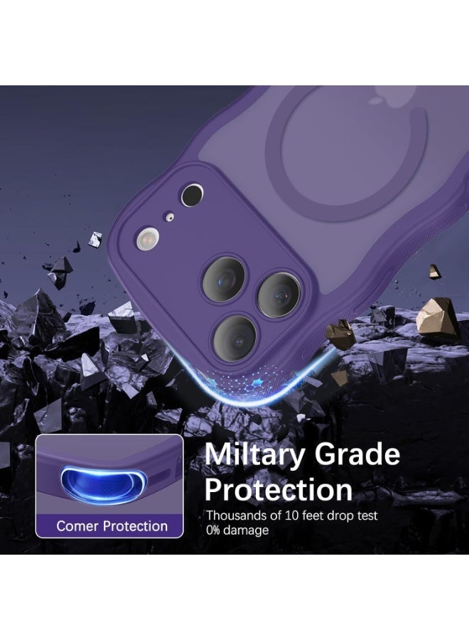 V.nice Magnetic for iPhone 17Pro Max Case, Cute Wavy Full Camera Protection [Compatible with MagSafe] Translucent Matte Anti-Slip Bumper Women Girls Boys Protective Cover - Image 5