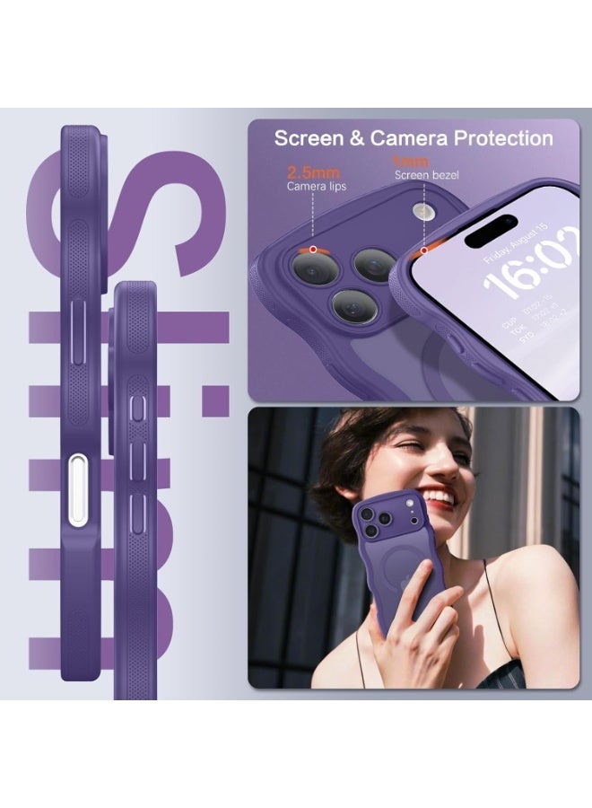 V.nice Magnetic for iPhone 17Pro Max Case, Cute Wavy Full Camera Protection [Compatible with MagSafe] Translucent Matte Anti-Slip Bumper Women Girls Boys Protective Cover - Image 4