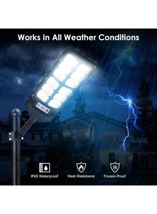 Flushrenic 1pcs Outdoor Solar Street Light,1 Pack Solar Street Lights,Outdoor Waterproof,5000w LED Solar Flood Lights Dusk to Dawn Parking Lot Light with Motion Sensor and Remote Control for Commercial Area Lighting Yard - Image 5