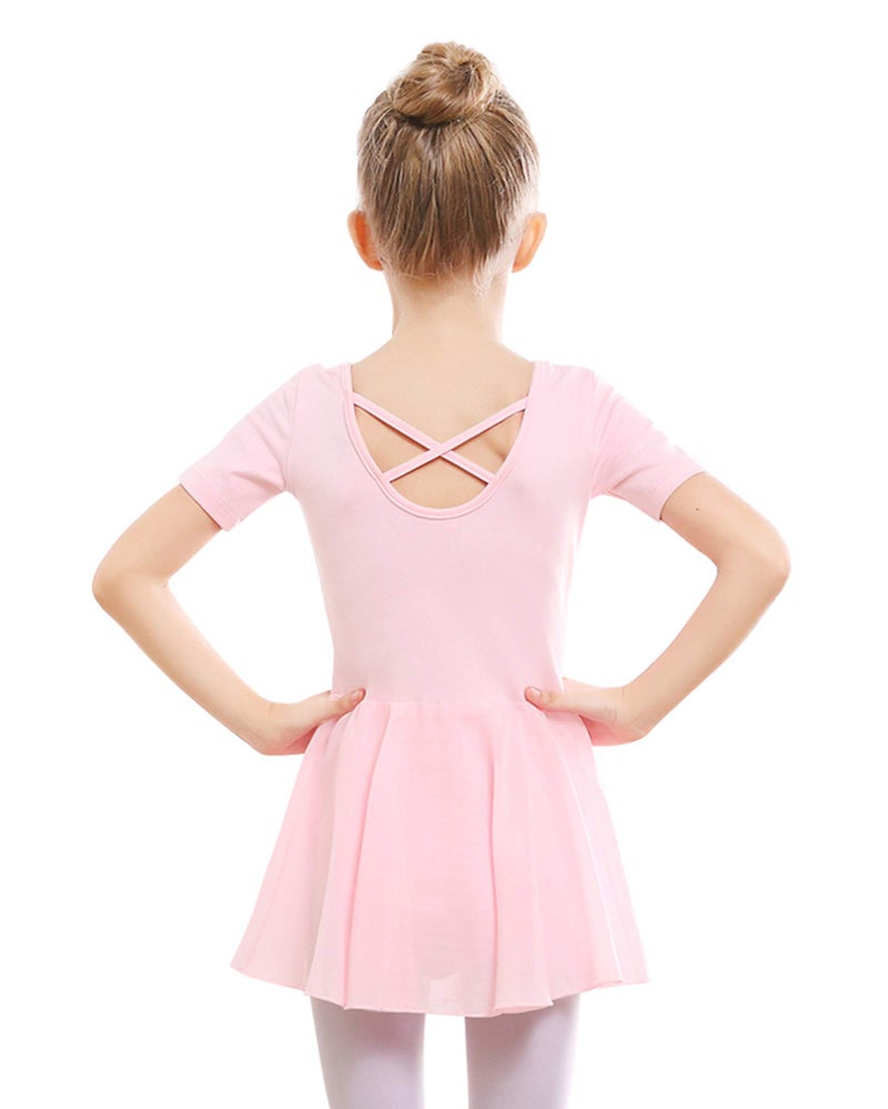 Stelle Ballet Leotards for Girls Dance Leotard with Skirt Toddler Dance Outfits Criss-Cross Back (Pink,4T) - Image 1