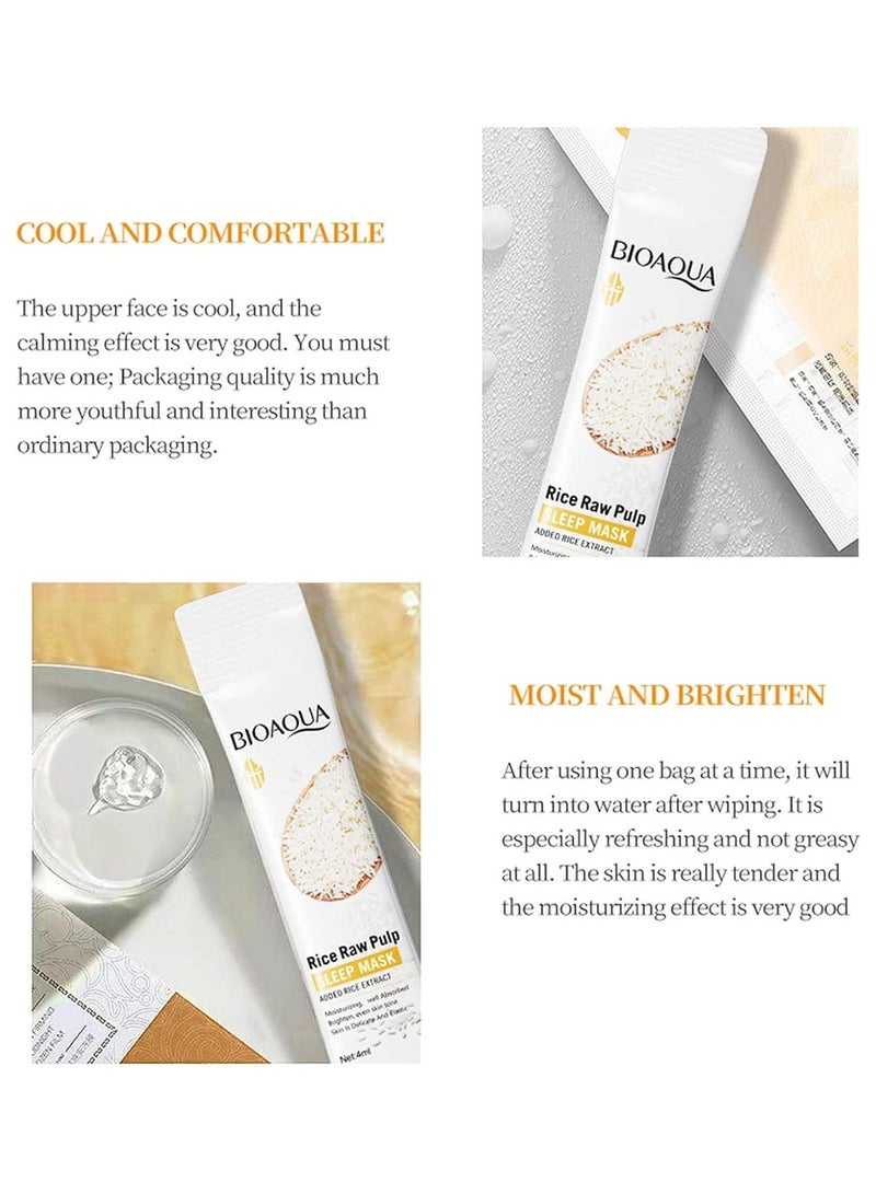 BIOAQUA RICE RAW PULP SLEEP MASK ADDED RICE EXTRACT 4ml/20 Packets - Image 3