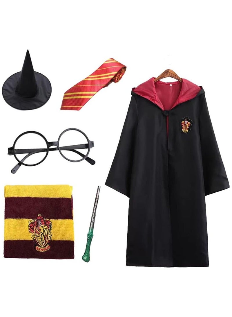 Compatible For 6 Piece Harry Potter COS Performing Set Gryffindor Deluxe Robe Children Costume With Wand Tie Fans Cosplay Gifts Accessory For 125 To 135 cm L - Image 1