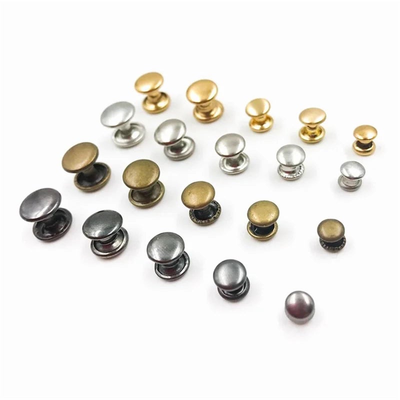 Silver 9X9mm Round Double Rivet Stud Screwback Collision Nail Spike for DIY Leathercraft Shoes Bag Belt Garment Bracelet Metal - Image 3