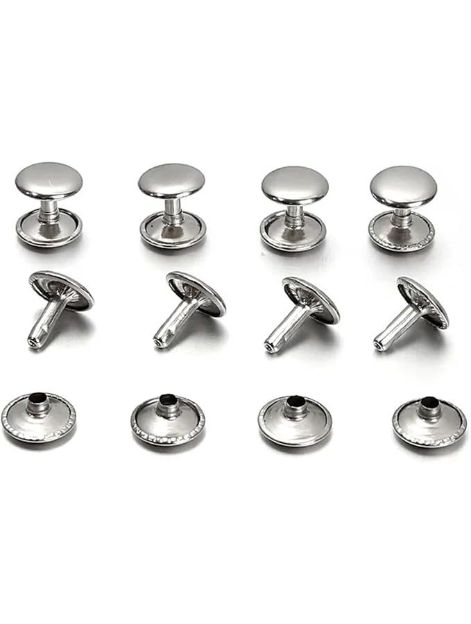 Silver 9X9mm Round Double Rivet Stud Screwback Collision Nail Spike for DIY Leathercraft Shoes Bag Belt Garment Bracelet Metal - Image 1
