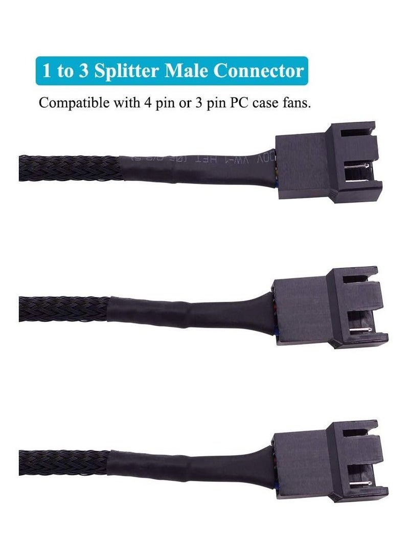 2-Piece 4-Pin PWM Fan Splitter Cable Sleeved Braided Adapter Computer PC Fan Power Extension Cable 1 To 3 Converter  - Image 4