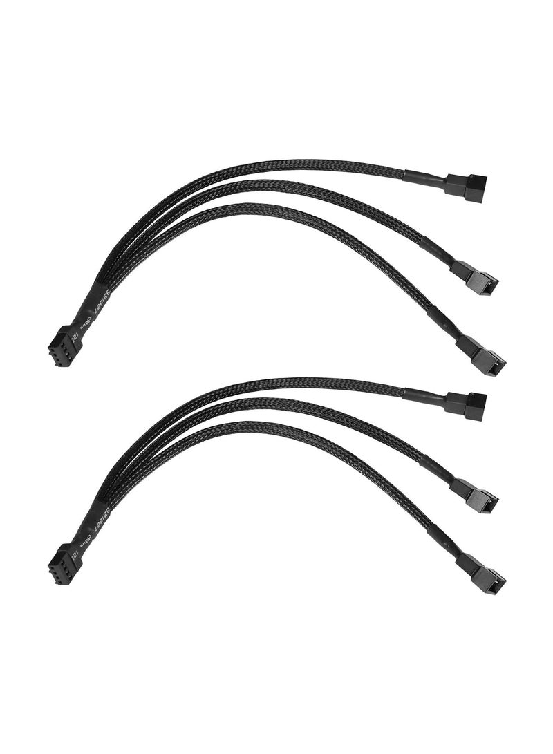 2-Piece 4-Pin PWM Fan Splitter Cable Sleeved Braided Adapter Computer PC Fan Power Extension Cable 1 To 3 Converter  - Image 1