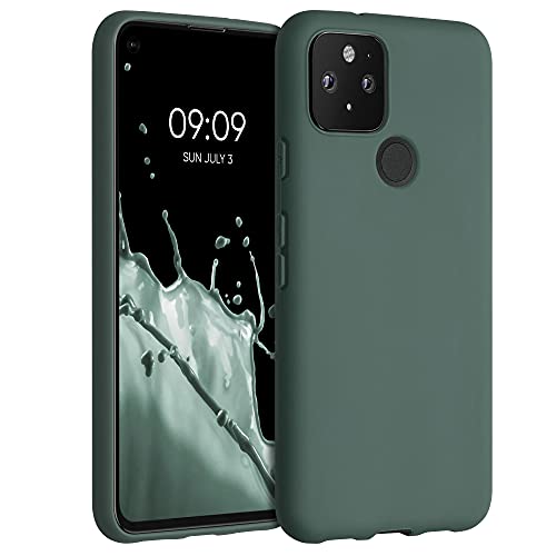 kwmobile Case Compatible with Google Pixel 5 Case - Soft Slim Protective TPU Silicone Cover - Forest Green - Image 1