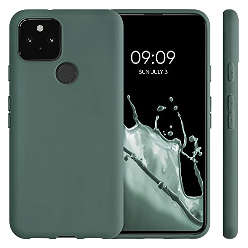 kwmobile Case Compatible with Google Pixel 5 Case - Soft Slim Protective TPU Silicone Cover - Forest Green - Image 5