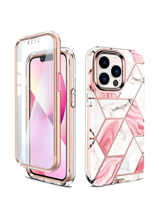 O Ozone Marble Gloss Series Cover for iPhone 13 Pro Case Full-Body Shockproof - Pink  - Image 1
