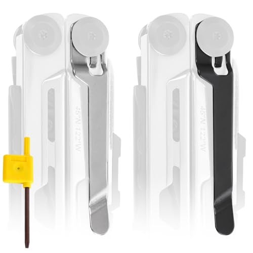 Samorillo [2-Pack] Stainless Steel Pocket Clip - Perfect Fit For Leatherman Signal Multi-Tool - 1 Black + 1 Silver/Metal - Add Or Replace Broken Belt Clip in Seconds - Screwdriver Included For Easy Installation - Image 1