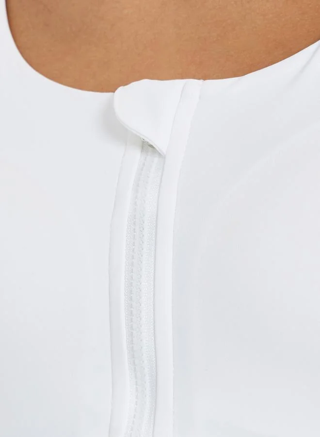 Styli Active  Women Racerback Peep Front Zip Up Sports Bra for Women | Best Price UAE