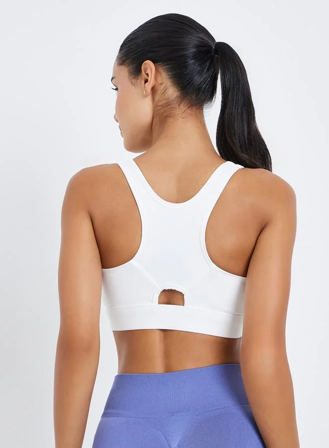 Styli Active  Women Racerback Peep Front Zip Up Sports Bra for Women | Best Price UAE