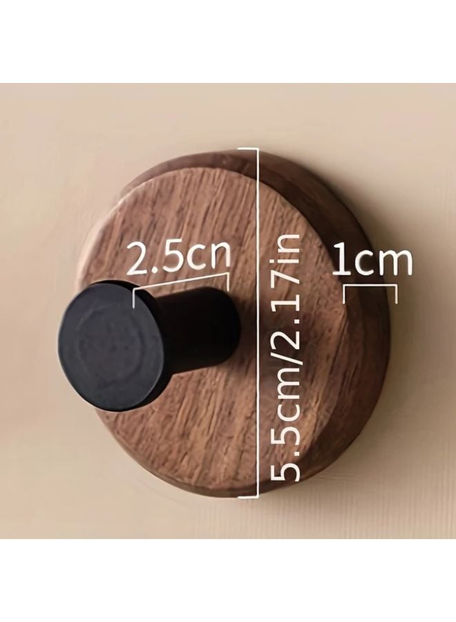 1pc Nordic Walnut Wood No Drill Adhesive Wall Hook Rust Resistant Hanger for Coats Bags - Image 3