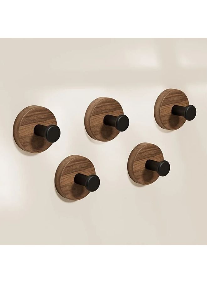1pc Nordic Walnut Wood No Drill Adhesive Wall Hook Rust Resistant Hanger for Coats Bags - Image 5
