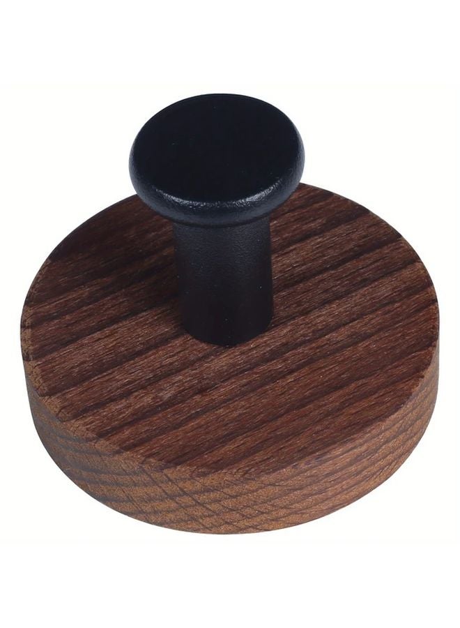 1pc Nordic Walnut Wood No Drill Adhesive Wall Hook Rust Resistant Hanger for Coats Bags - Image 1