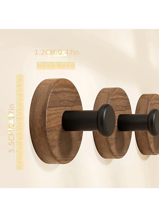 1pc Nordic Walnut Wood No Drill Adhesive Wall Hook Rust Resistant Hanger for Coats Bags - Image 4