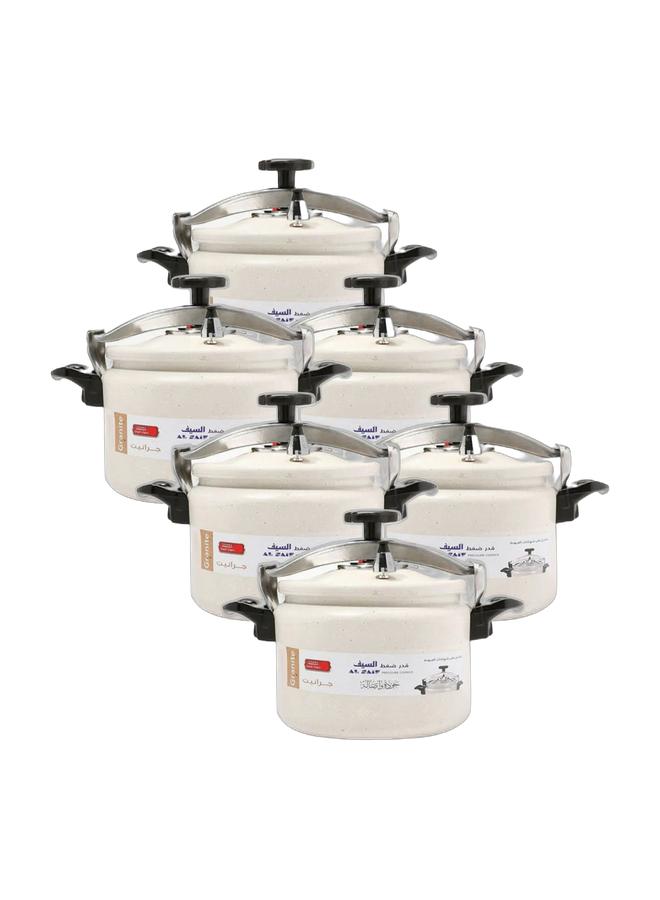 السيف  طقم 6 قطع قدر ضغط من الألمنيوم جرانيت أبيض لؤلؤي سعة 7 لتر - Image 1