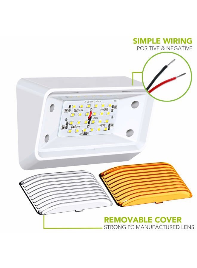 Leisure LED RV Exterior Porch Utility Light - 12v 280 Lumen Lighting Fixture. Replacement Lighting for RVs, Trailers, Campers, 5th Wheels. White Base, Clear and Amber Lens Included (White, 2-Pack) - Image 5