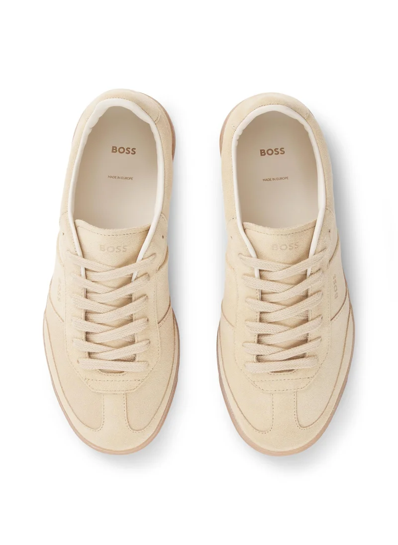 BOSS Suede lace-up trainers with logo detail