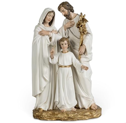 BC BUILDCLASSIC BC Catholic Holy Family Statue 12 H Youth Jesus with Joseph and Virgin Mary Nativity Indoor Inspirational Home Dcor Handpainted Sculpture Purity Grace Collection from Buildclassic - Image 1