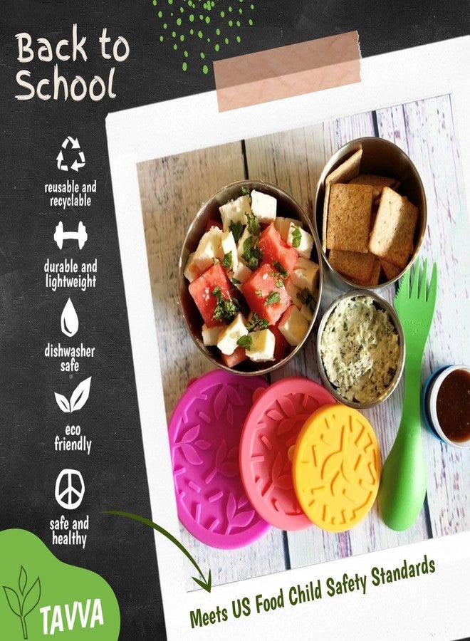 TAVVA Stainless Steel Snack Containers for Kids [12oz/ 7oz/ 3oz] - Leakproof with Silicone Lids - Lunch Box for Kids - Metal Lunchbox for School, Office, Home Food Storage - Dishwasher & Freezer Safe - Image 3