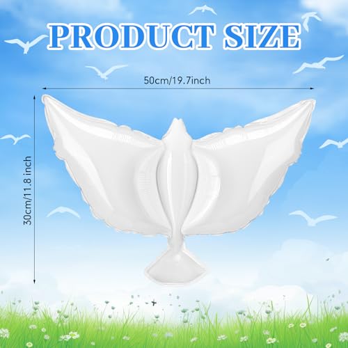 Arrowbash 12 Pcs White Doves Balloons 197 Inch Small Memorial Peace Dove Balloons Foil Pigeon Bird for Funeral Wedding Birthday Engagement Veterans Party Decoration Supplies - Image 5
