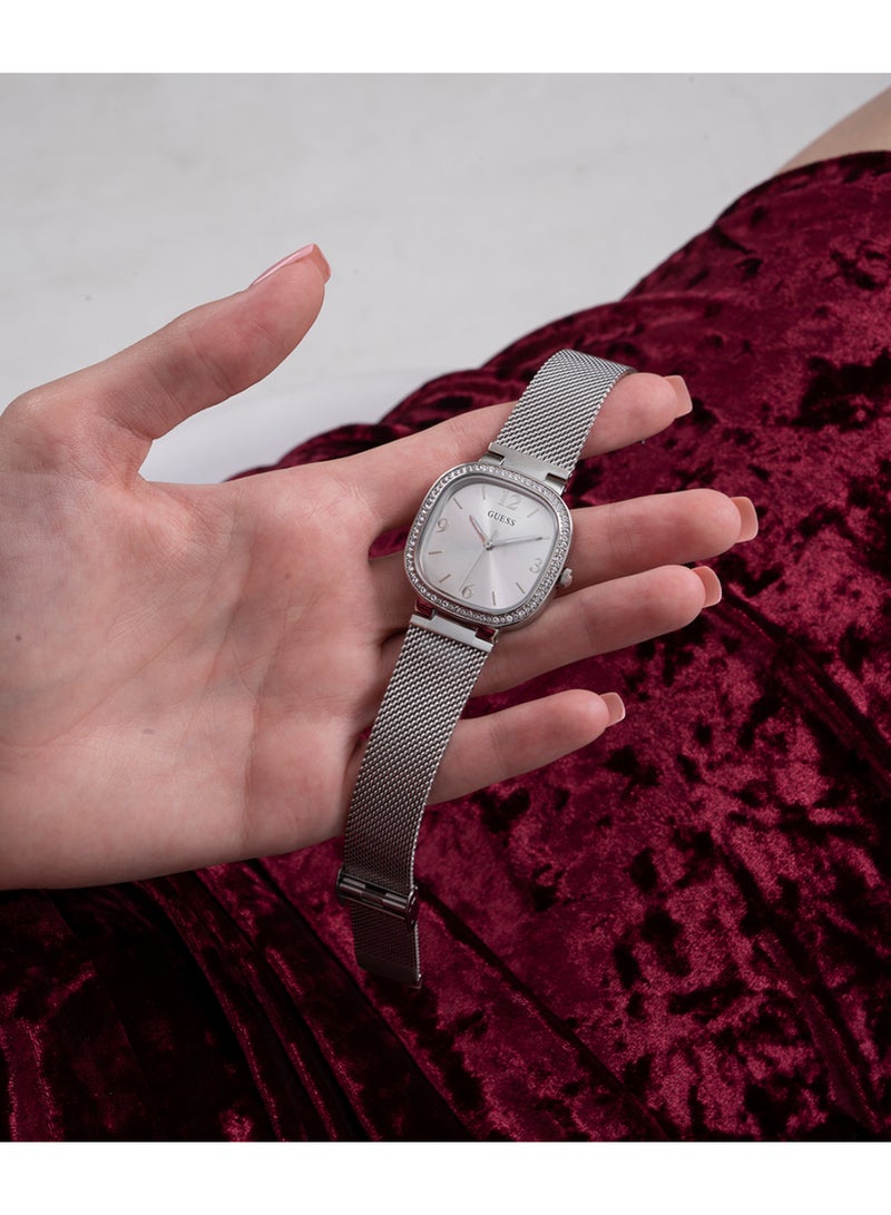 GUESS ساعة جيس النسائية بسوار من الفولاذ المقاوم للصدأ وقرص فضي - GW0354L1 - Image 5