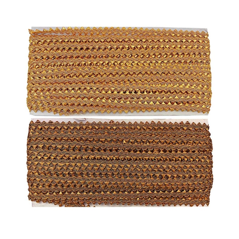 EmbroideryMaterial Golden Samosa Design Gota Patti Trim Lace Rolls for Saree, Blouse, Kurti & Dresses (Dark Gold & Antique Gold, 1.1CM Width, 2 Rolls, 18 Meters/Roll) - Image 3
