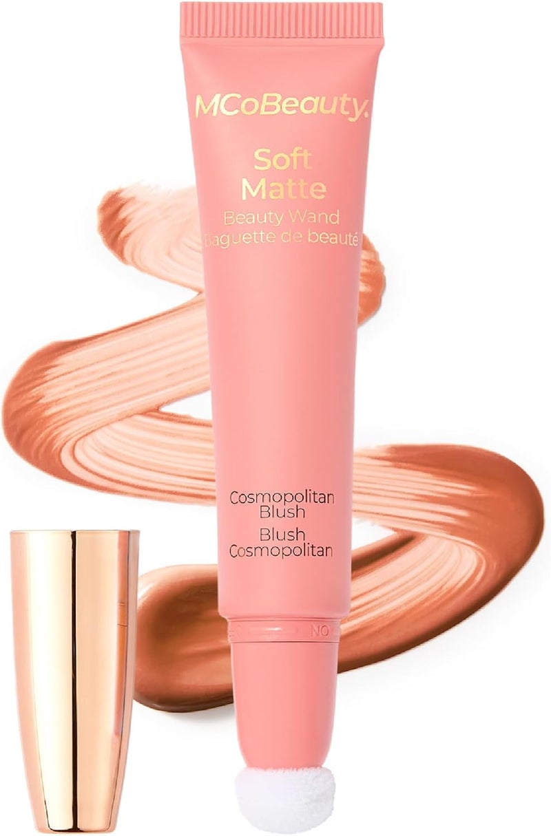 عصا تجميل سائلة من MCoBeauty بلون وردي ناعم مع تطبيق مدمج بوسادة لإنهاء ناعم التركيز مكياج وجه بلون كوزموبوليتان مع تركيبة قابلة للدمج
