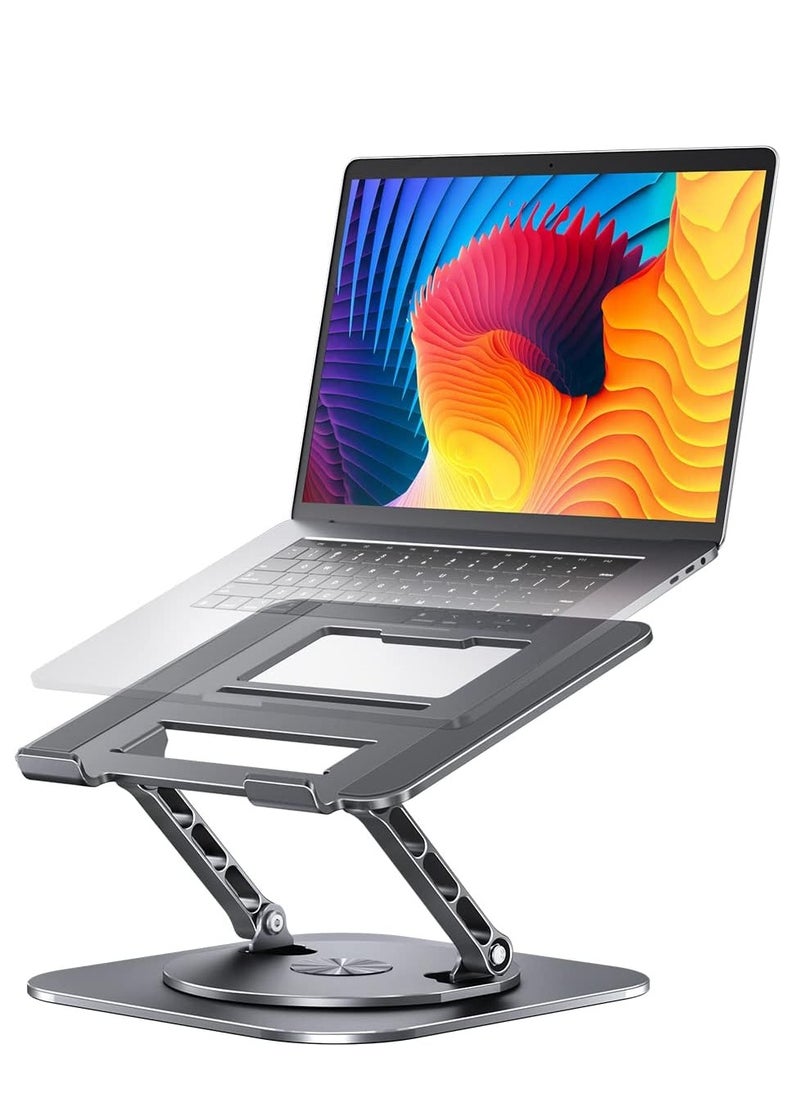 Generic - Adjustable Laptop Stand with 360 Degree Rotating Base Foldable Design Practical and Comfortable Compatible with MacBook Pro/Air Notebook up to 16 inch, Grey - Image 1