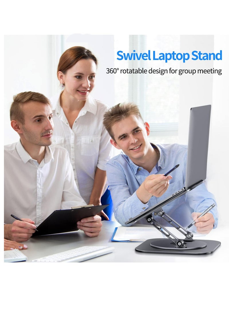 Generic - Adjustable Laptop Stand with 360 Degree Rotating Base Foldable Design Practical and Comfortable Compatible with MacBook Pro/Air Notebook up to 16 inch, Grey - Image 1