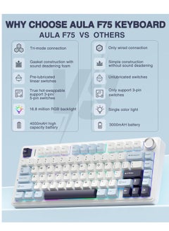 AULA F75 Wireless Mechanical Keyboard Switches RGB Backlit Gaming Keyboard  - Image 2