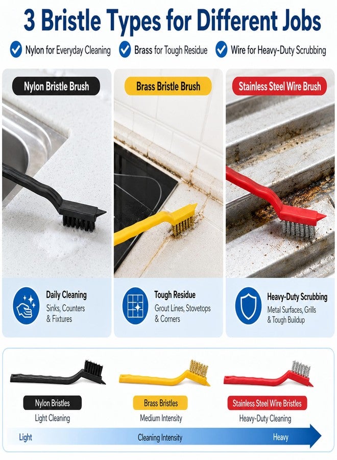 Gmleey 11Pcs Crevice Cleaning Brush Set, Hard Bristle Crevice Cleaning Brush Tool Kit, Thin Brush for Cleaning Tight Spaces, Gaps, Grout, Sink, Bathroom, Kitchen, Window Tracks, Bottles, Straws, with Scraper - Image 4