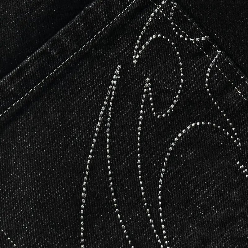Men's Embroidered Straight Leg Jeans - Image 4