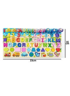 Smoneo 6 In 1 Wooden Alphabet Numbers Shapes Sorting&Stacking Fishing Game; Early Learning Montessori Puzzle Blocks Toy For 3+ Year Kids  - Image 4