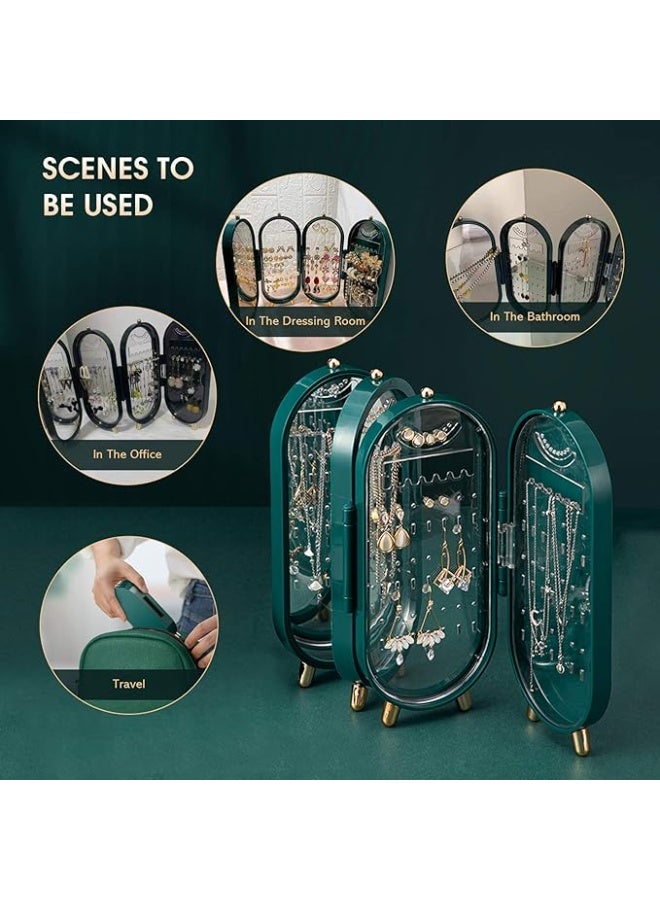 Foldable Jewelry Boxes for Women with Mirror Jewelry Earrings Necklace Ring Storage Box Creative Folding Screen Storage Rack - Image 5