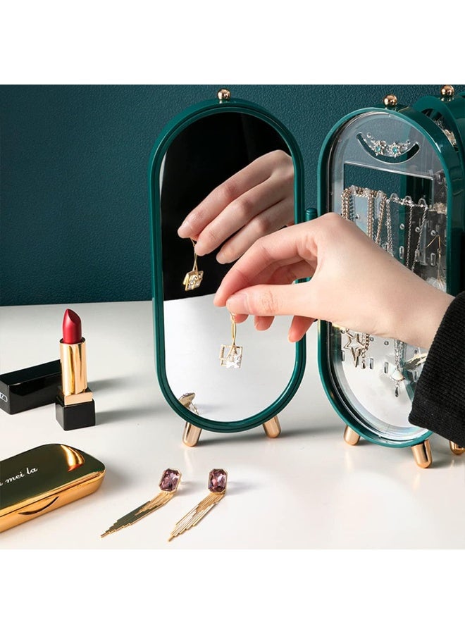 Foldable Jewelry Boxes for Women with Mirror Jewelry Earrings Necklace Ring Storage Box Creative Folding Screen Storage Rack - Image 3