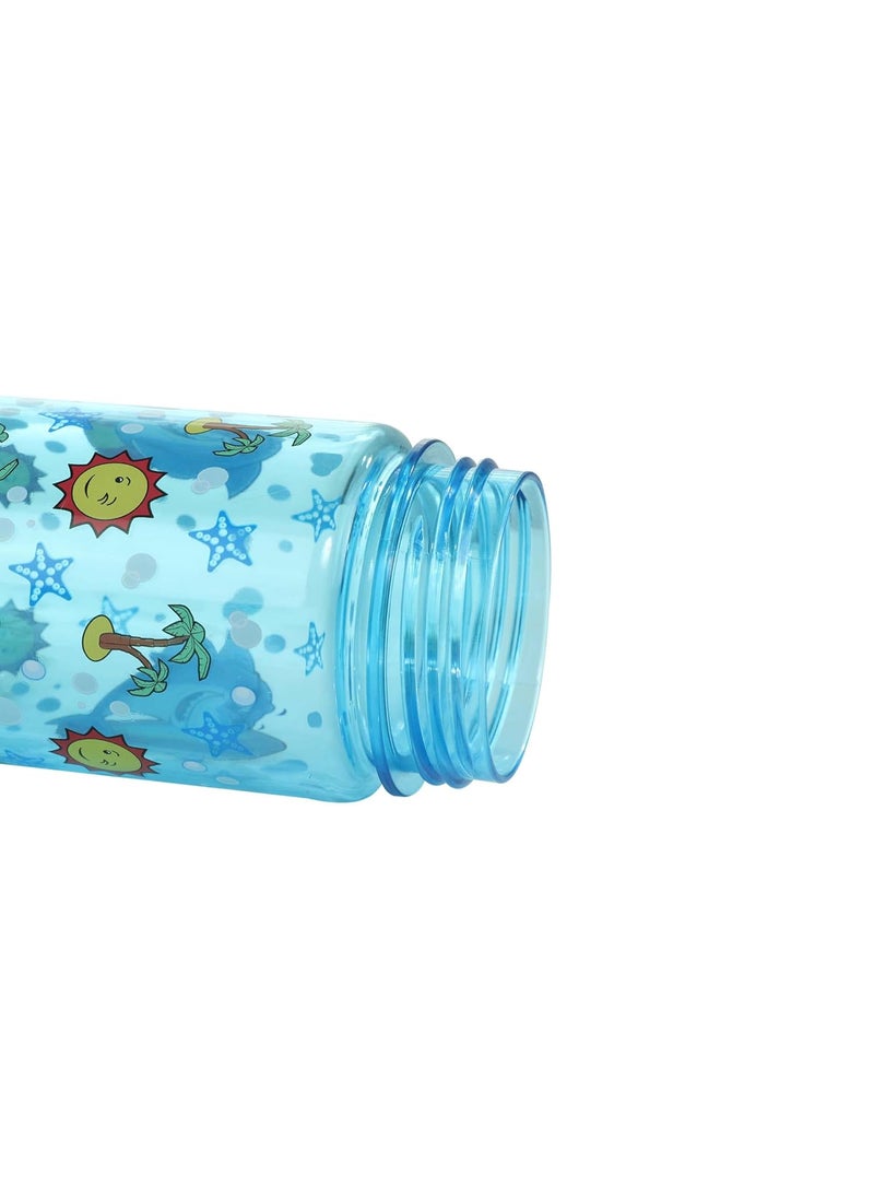 SMILY KIDDOS - Smily Kiddos 650 ML Straight Water Bottle Nozzle Happy Shark Theme Kids Water Bottle Dishwasher Safe Water Bottle Leak Proof Flip Top Lid Water Bottle - Image 1