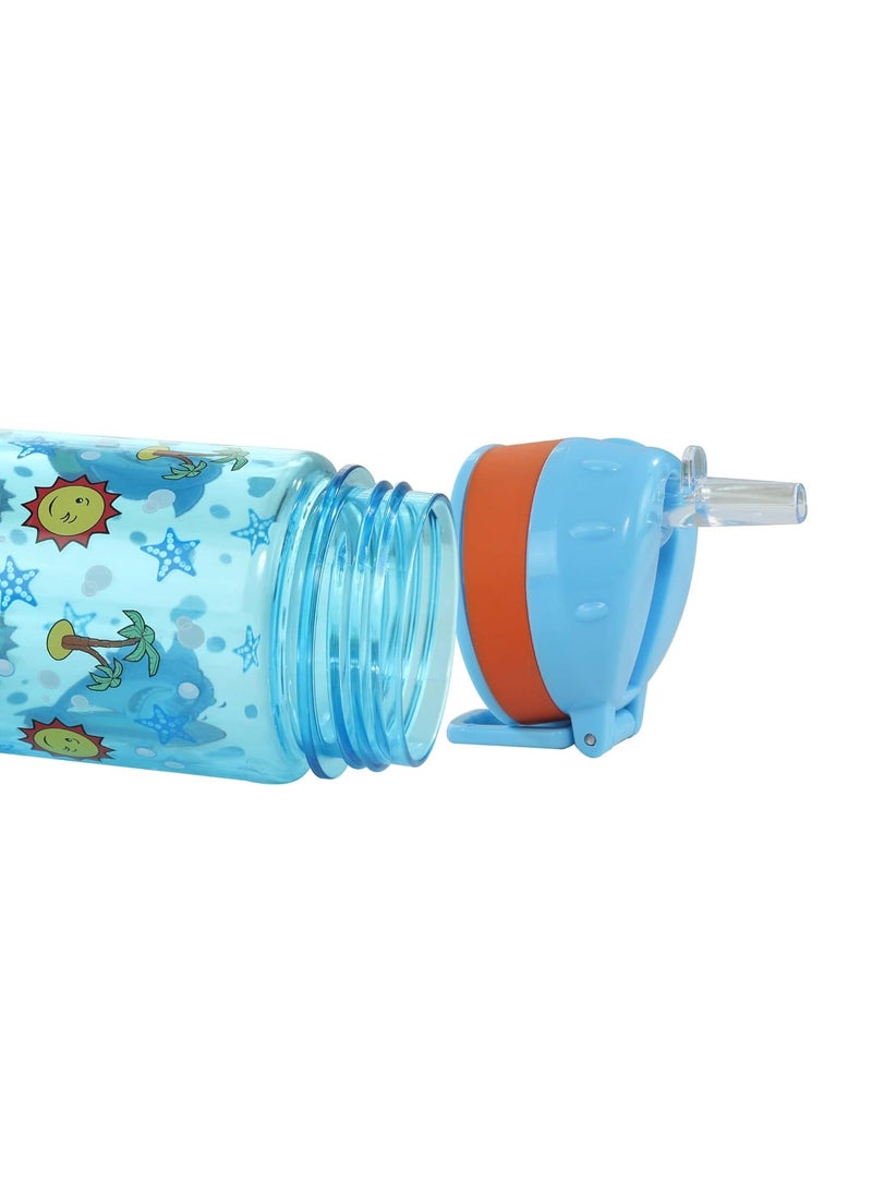 SMILY KIDDOS - Smily Kiddos 650 ML Straight Water Bottle Nozzle Happy Shark Theme Kids Water Bottle Dishwasher Safe Water Bottle Leak Proof Flip Top Lid Water Bottle - Image 1